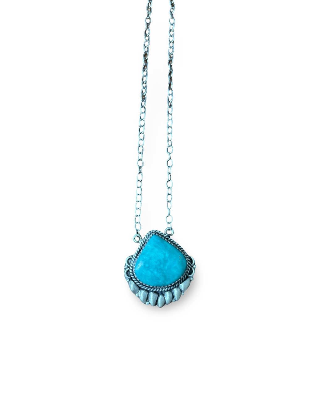 Turquoise Bear Claw Pendant Necklace - 18in 2in extender
